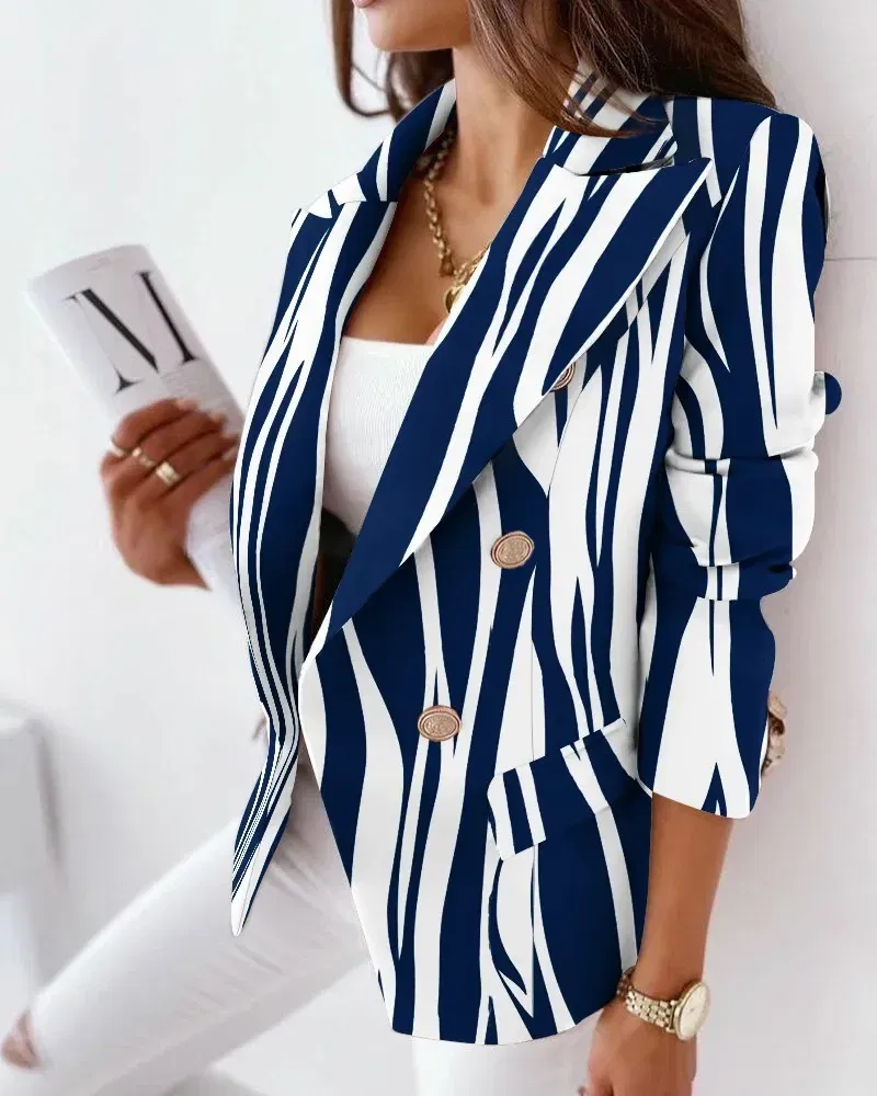 Color: Yellow, Size: L - 2022 Autumn and Winter Ruffled Long-sleeved Zipper Print Small Suit Jacket Women Blazers for Women Cropped Blazer Ladies Tops