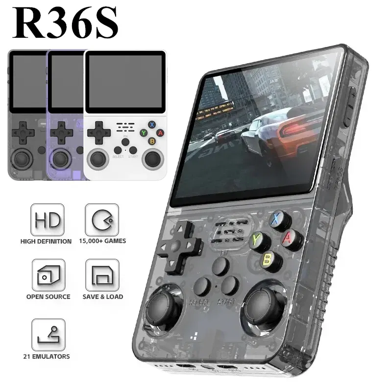 Color: Pieces of red - R36S Retro Handheld Video Game Console Linux System 3.5 Inch IPS Screen Portable Pocket Video Player 128GB Games Boy Gift