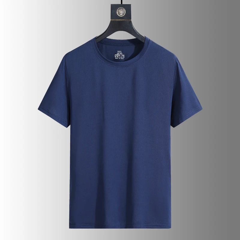 Color: Orange, Size: 4XL - Men's Silk Ice Round Collar T-shirt, Simple Running Fitness Suit, Breathable Thin T-shirt, Quick Dry T-shirt, Summer