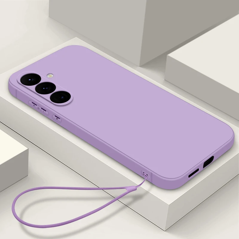 Material: PU, Color: Blue - Soft Silicone Lanyard Case For Samsung Galaxy S23 S24 S25 Ultra S23 S24 FE A56 A55 A53 A54 A35 A36 A15 A16 A25 5G Phone Cover
