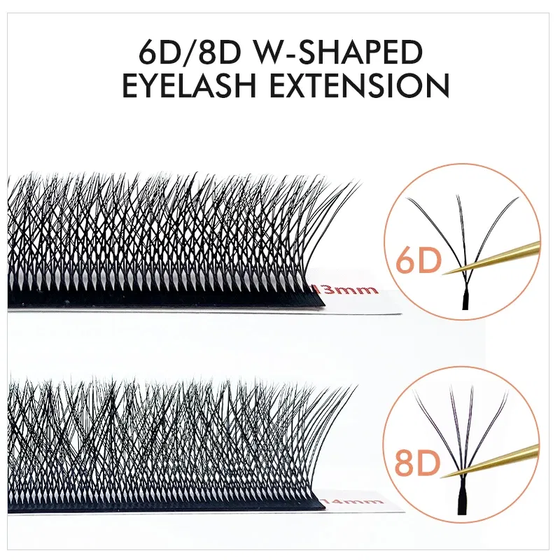 Color: Brushed Brass, Curl: D, Thickness: 0.07mm, Length: MIX - NATUHANA 3D 4D WW  Shaped Eyelash extensions 0.07mm C D L LU Curl Premade Fans Faux Mink Volume Lashes Korean Make Up Tool
