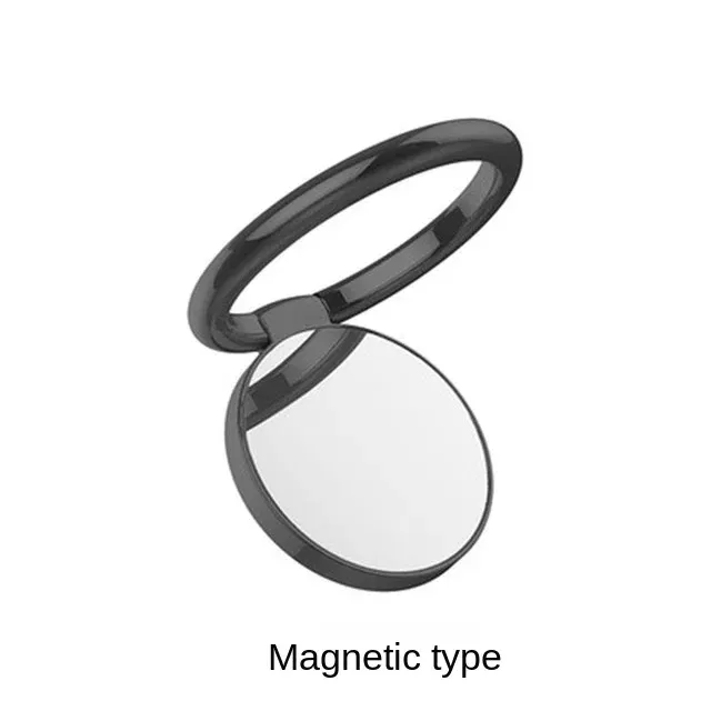 Color: WHITE - Metal Mirror Ring Buckle Creative Finger Buckle Mobile Phone Holder Ring Car Magnetic 360 Degree Rotating  Phone Holder Stand
