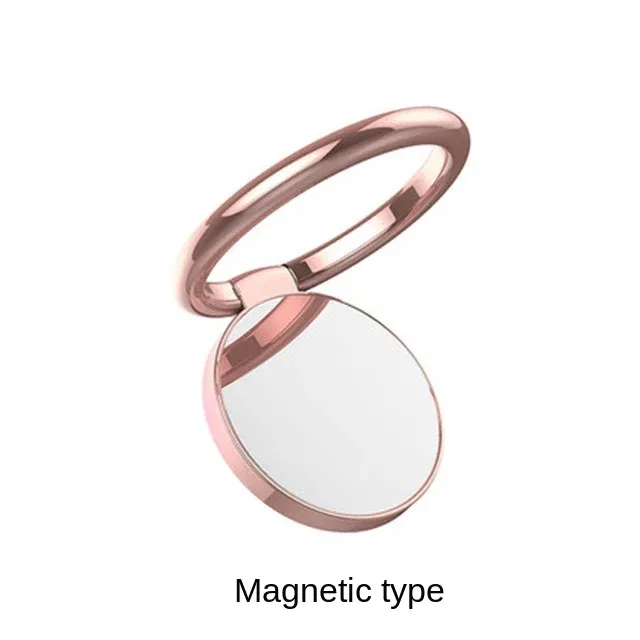 Color: WHITE - Metal Mirror Ring Buckle Creative Finger Buckle Mobile Phone Holder Ring Car Magnetic 360 Degree Rotating  Phone Holder Stand