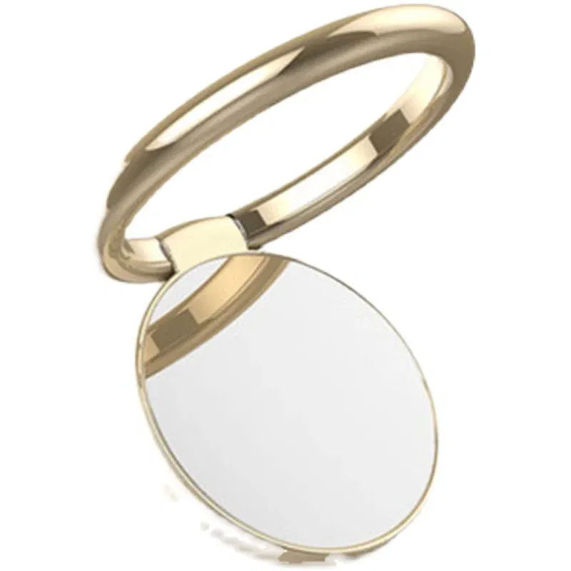 Color: WHITE - Metal Mirror Ring Buckle Creative Finger Buckle Mobile Phone Holder Ring Car Magnetic 360 Degree Rotating  Phone Holder Stand