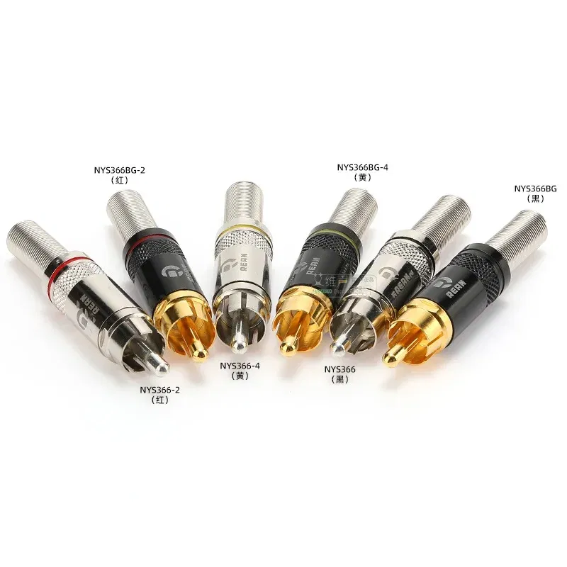 Color: Red - 1pcs REAN RCA audio AV video plug gold-plated large tail diameter NYS366-BG fever HIFI DVD