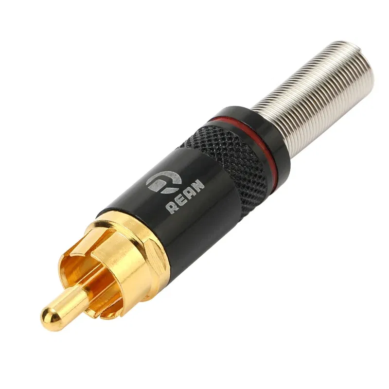 Color: Red - 1pcs REAN RCA audio AV video plug gold-plated large tail diameter NYS366-BG fever HIFI DVD