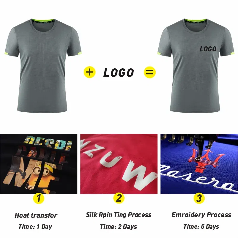 Color: WHITE, Size: L, Ships From: CN - Men's t-shirt quick-drying sports top, custom logo running T-shirt, trainer fitness shirt