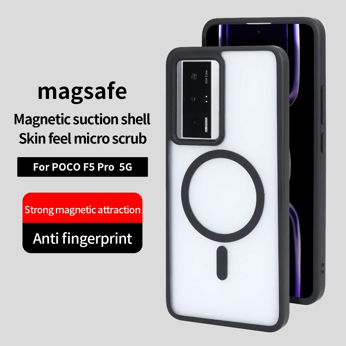 Color: black, Material: ABS - For Xiaomi POCO F5 Pro 5G Shockproof Phone Case Magnetic Luxury Matte  Clear Magnetic Wireless Charging Magsafe Case