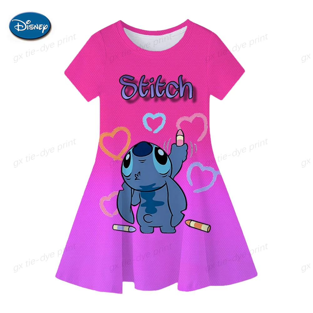 Color: Army Green, Ships From: CHINA, Kid Size: 4T - Fashion Baby Girls Stitch Dress Summer Dress Cartoon Stitch Dress Princess Stitch Dress Children's Girl Clothing 0-14 Years