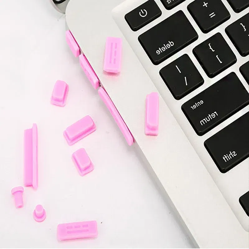 Color: PURPLE - 12pcs/set Silicone Data Port Anti Dustproof Plug For Apple Macbook 11Air 13Air 13 Pro dust plug Stopper Cover Set For Laptop