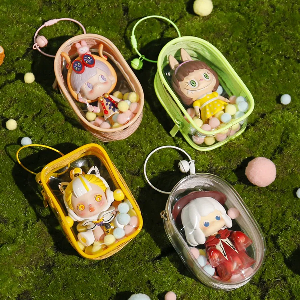 Color: light green - 1PC Thicken Transparent Mystery Box Storage Case Keychain Bag Storage Pouch Organizer Box Classic Doll Bag Keychain Wallet
