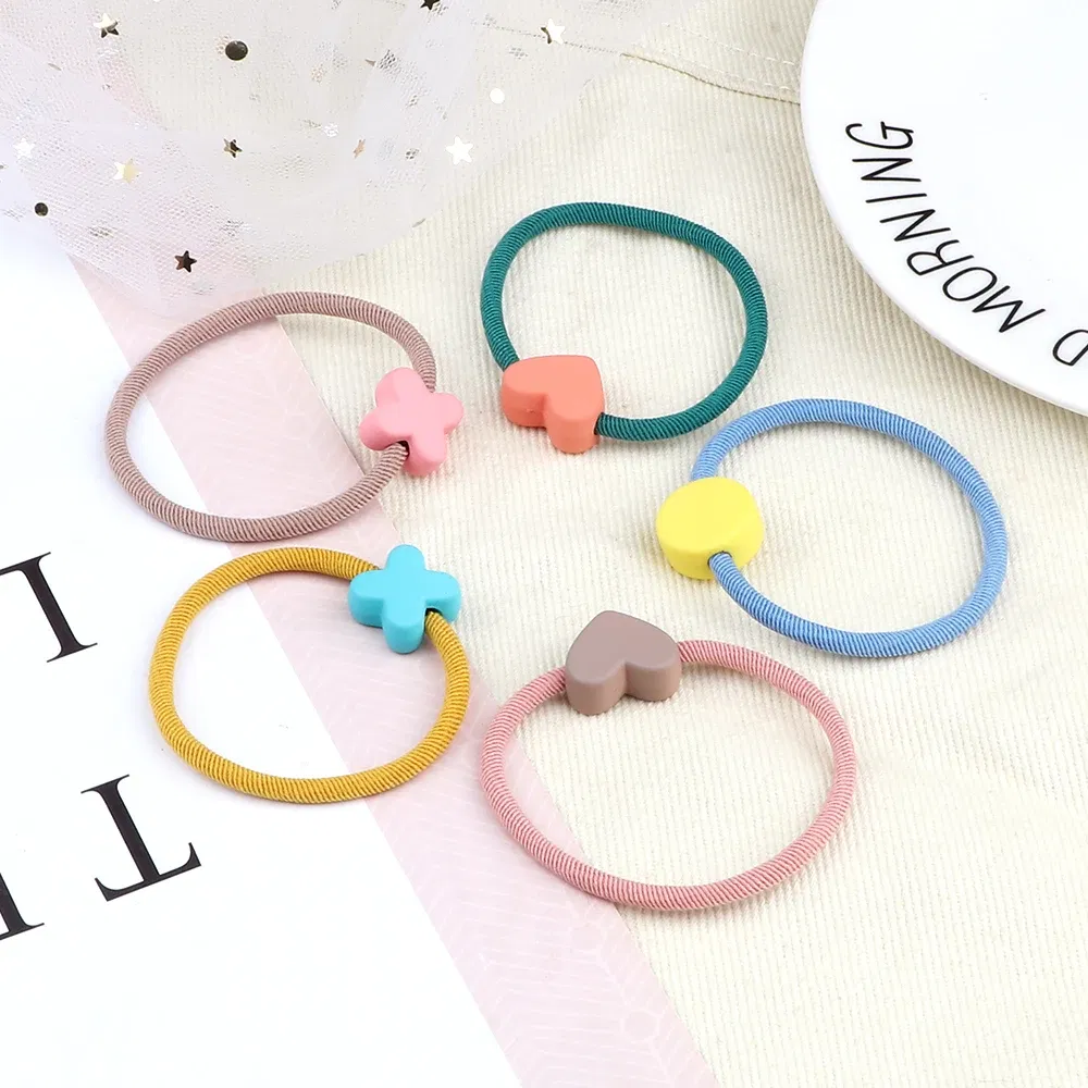 Color: Dark Grey, Ships From: CHINA - Cute Girls Hair Bands Ties Round Heart Rubber Band Fashion Scrunchie Elastic Korean Hair Accessories Ponytail Holder Headband
