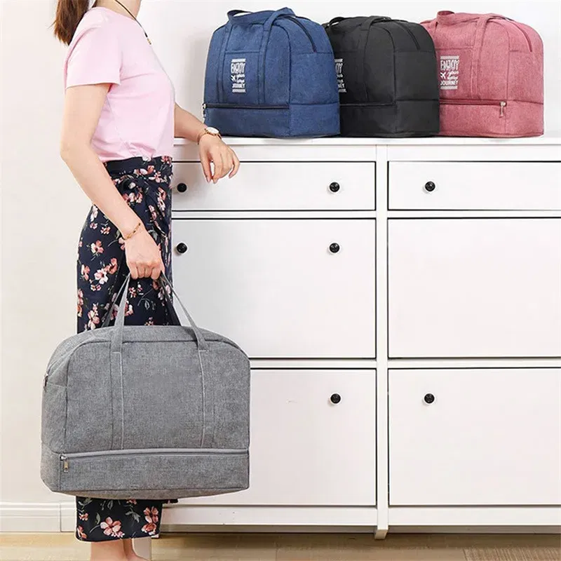 Color: Clear - Fashion Folding Travel Bag Women Oxford Travel Weekend Overnight Bags Luggage Tote