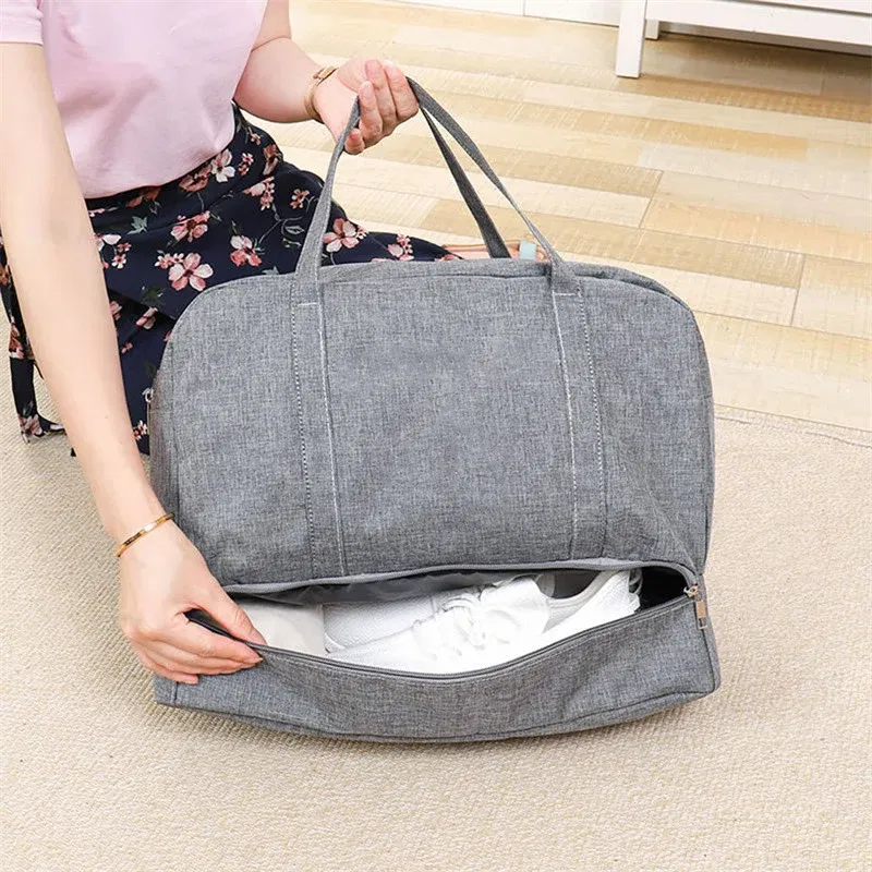 Color: Clear - Fashion Folding Travel Bag Women Oxford Travel Weekend Overnight Bags Luggage Tote