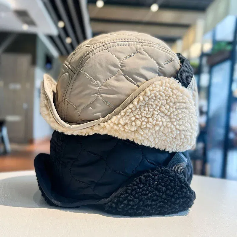Color: WHITE - Winter Men Women Trapper Aviator Trooper Earflap Warm Waterproof Ski Down Hat Bomber Cap Ear Protectors Hats Reversible Wearable