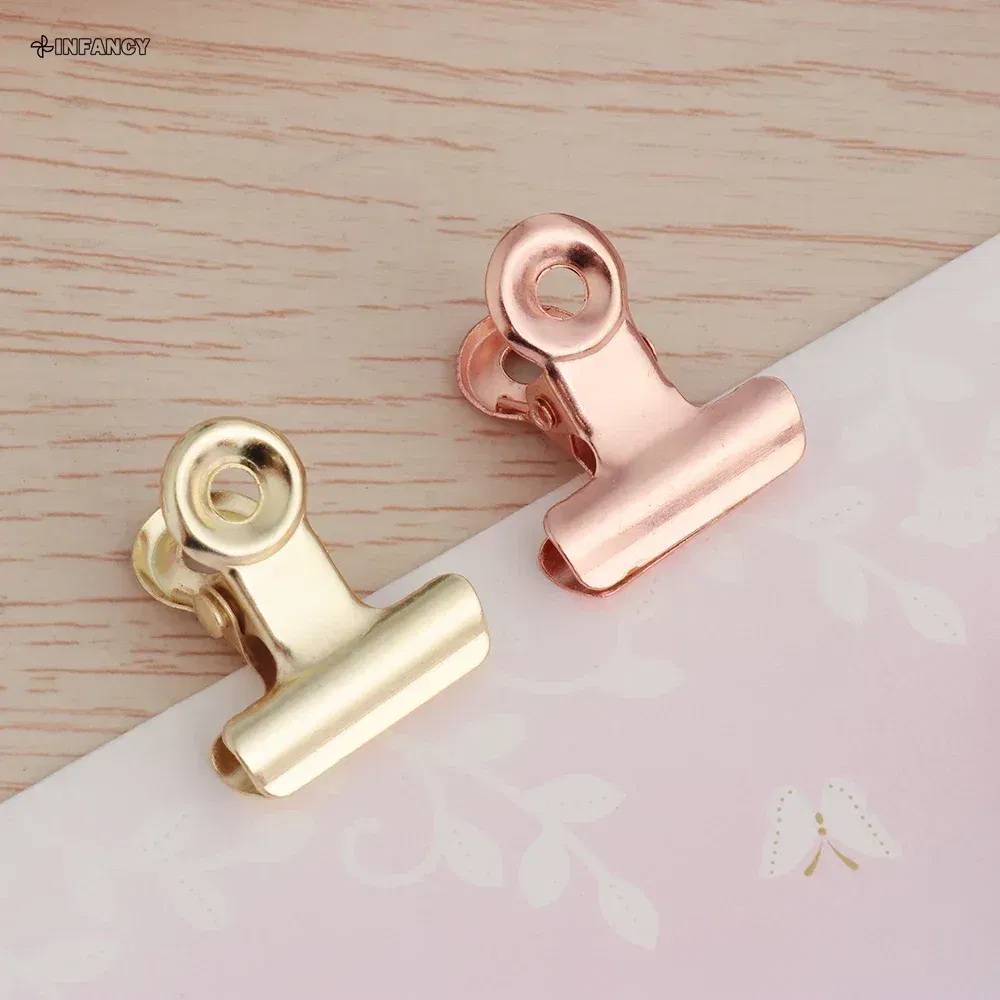 Color: Gold - 1PC Kitchen Food Sealing Bag Clips Stainless Steel Letter Paper Photo File Clamps School Office Calendar Binder Clip