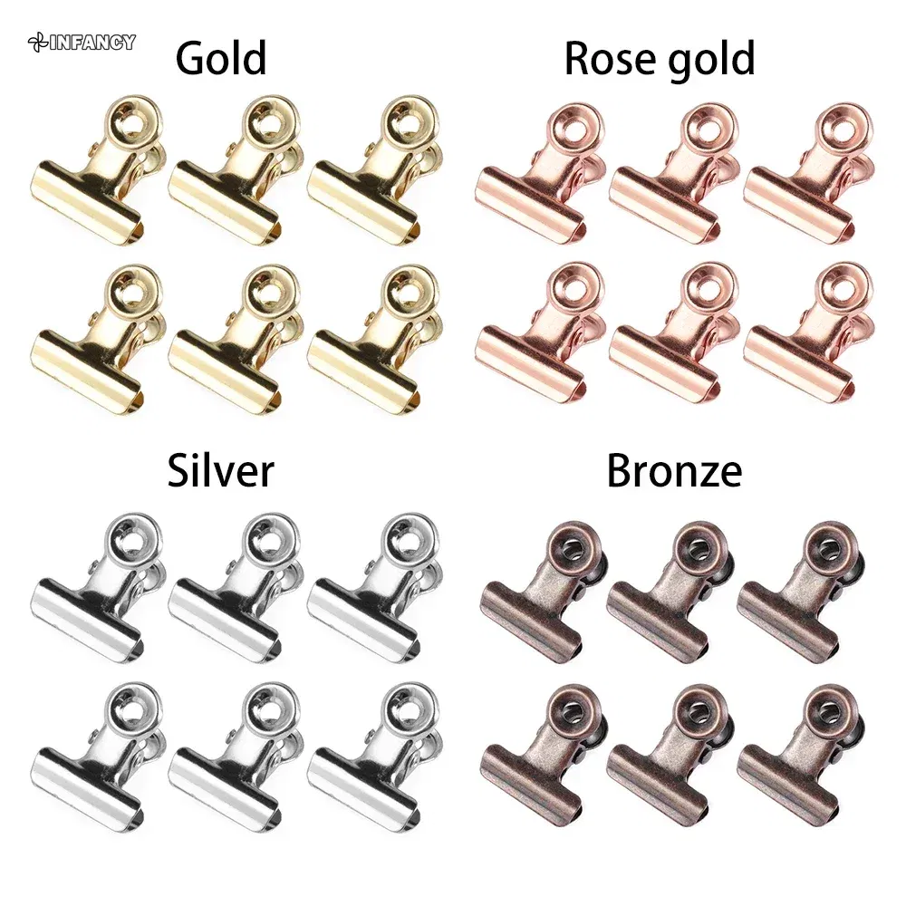 Color: Gold - 1PC Kitchen Food Sealing Bag Clips Stainless Steel Letter Paper Photo File Clamps School Office Calendar Binder Clip