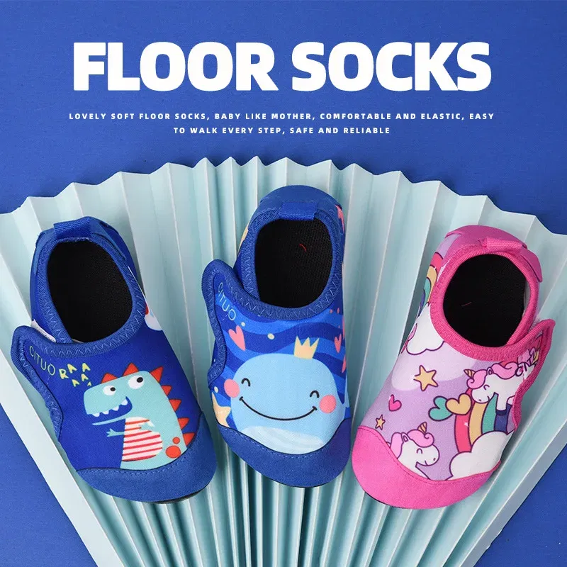 Children Beach Shoes Water Socks Boys And Girls Home Shoes Baby Indoor Socks Cartoon Unicorn Kids Slippers