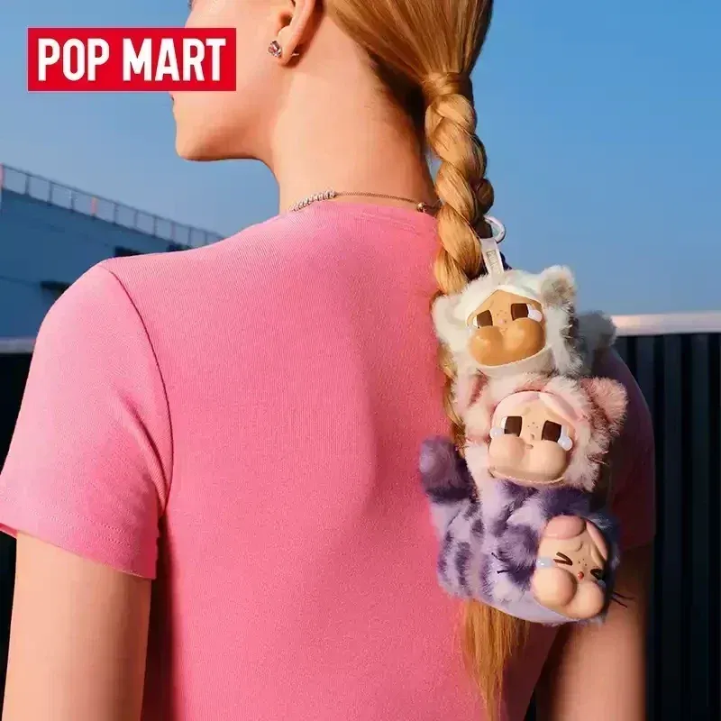Color: DARK GRAY - Original POP MART CRYBABY Wild But Cutie Series Leopard Cat Blind Box Vinyl Plush Pendant Toys Surprise Guess Bag Girls Gifts