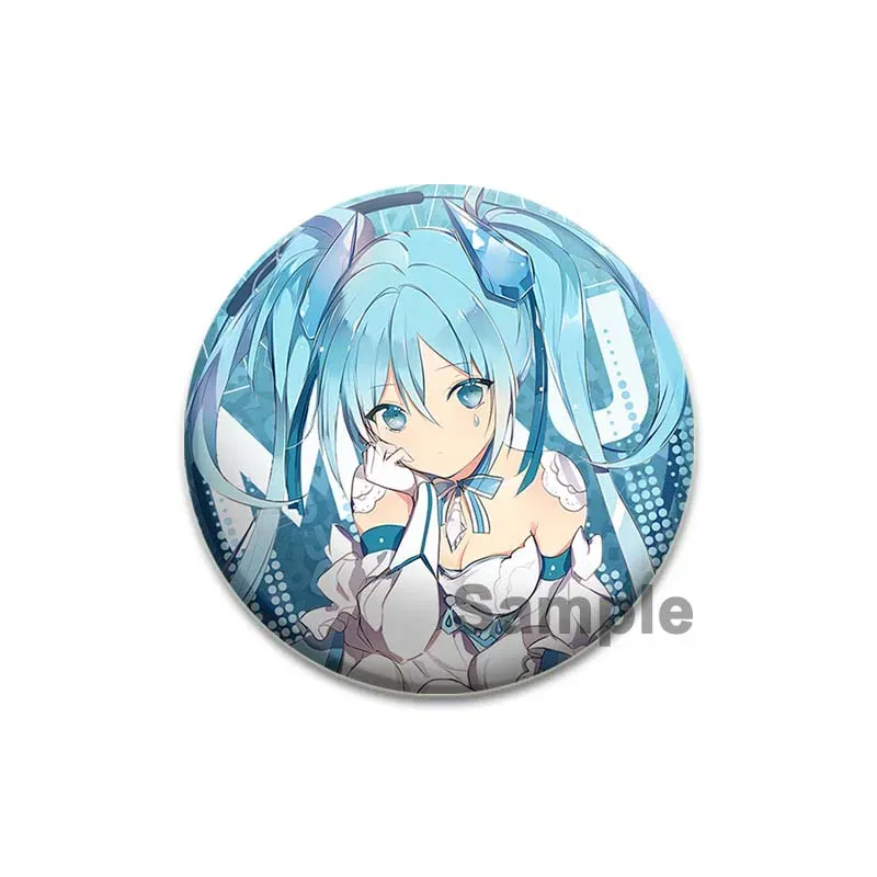 Color: Burgundy, Size: S - 58/44/32mm Miku Anime Round Pins Cartoon Badges Cosplay Handmade Tinplate Brooch on Backpack Clothes Chest Ornament Gifts