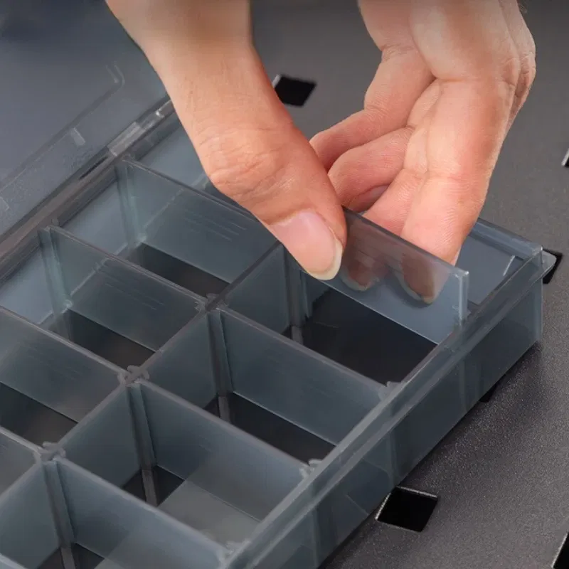 Color: Blue - 1Pcs Multi-lattice Slots Tool Case Storage Boxes Adjustable Transparent Tool Box Screw Craft Jewelry Accessories Organizer Box