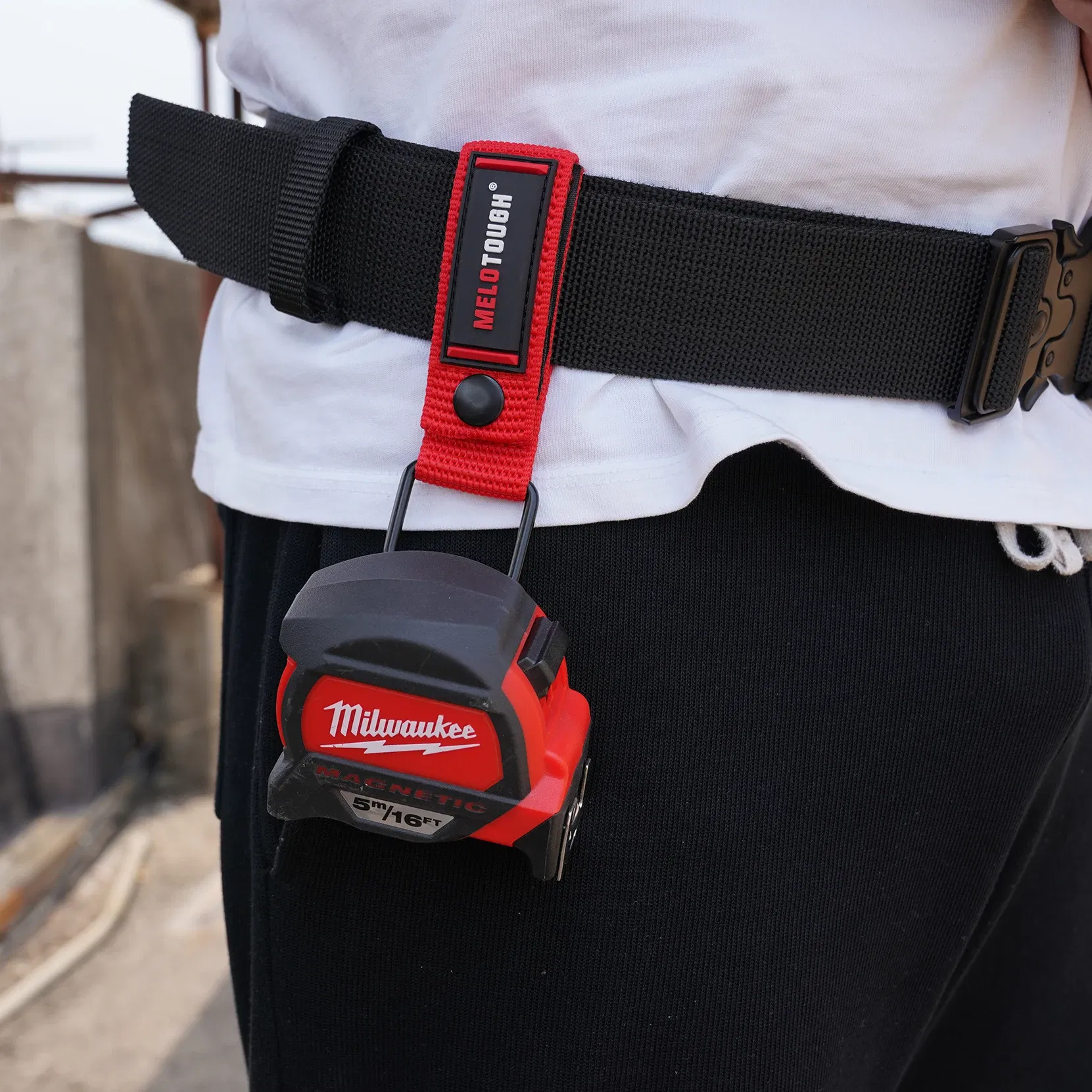 Color: Red - Measuring Tape Holder Tape Measure Holder Drill Impact Tool Holster for Tape Measure, Drills, Clipped Tool