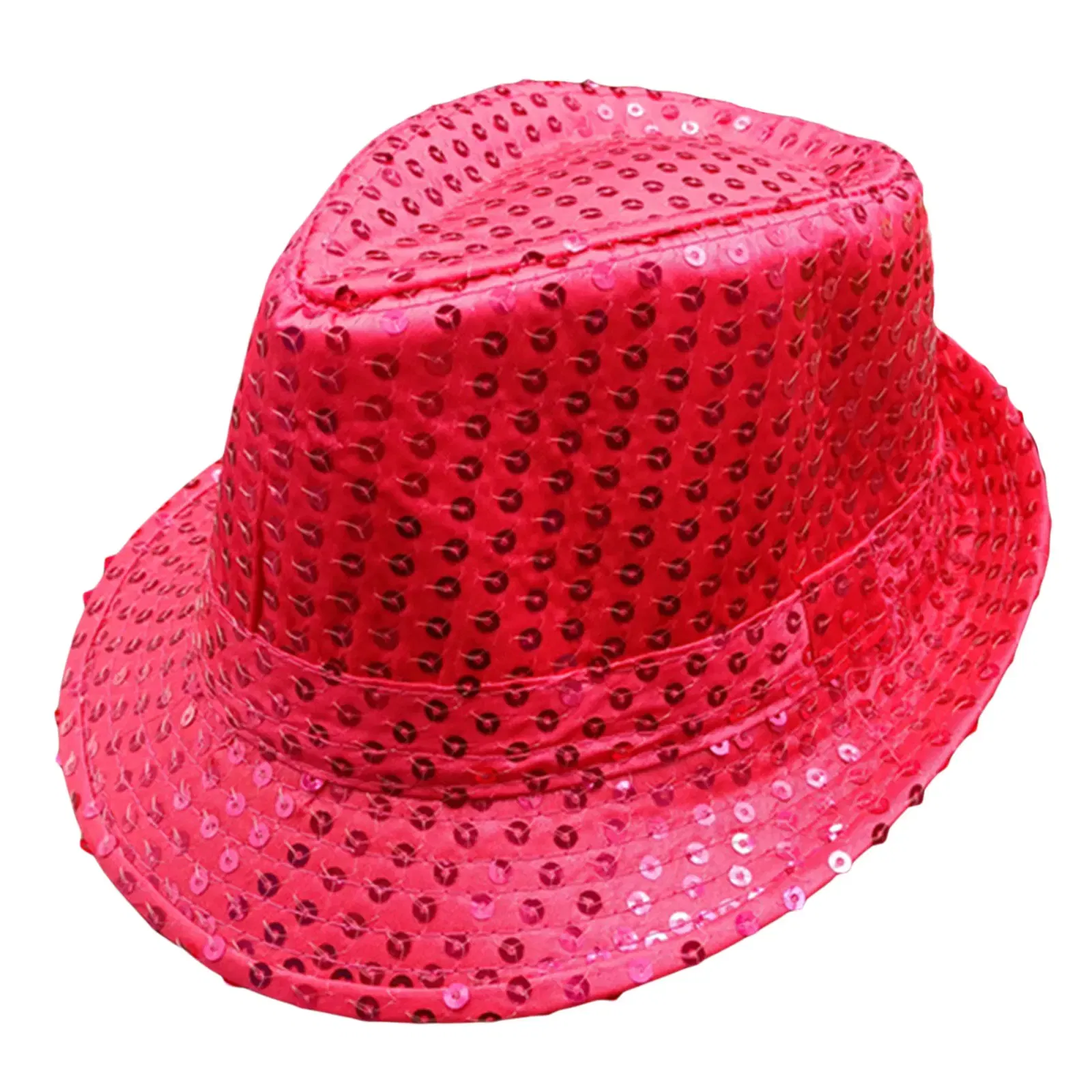 Color: Pink - 12 Colors Men's Women's Jazz Hat Sequins Retro Disco Funky Glitter Costume Unisex Novelty Christmas Party Prop Charming Hat