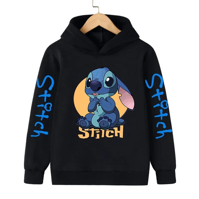 Color: Multicolor, Size: 40cm - New in Cool Stitch Hoodie Children Cartoon Clothes Kid Girl Boy Lilo and Stitch Sweatshirt Manga Hoody Baby Casual Top