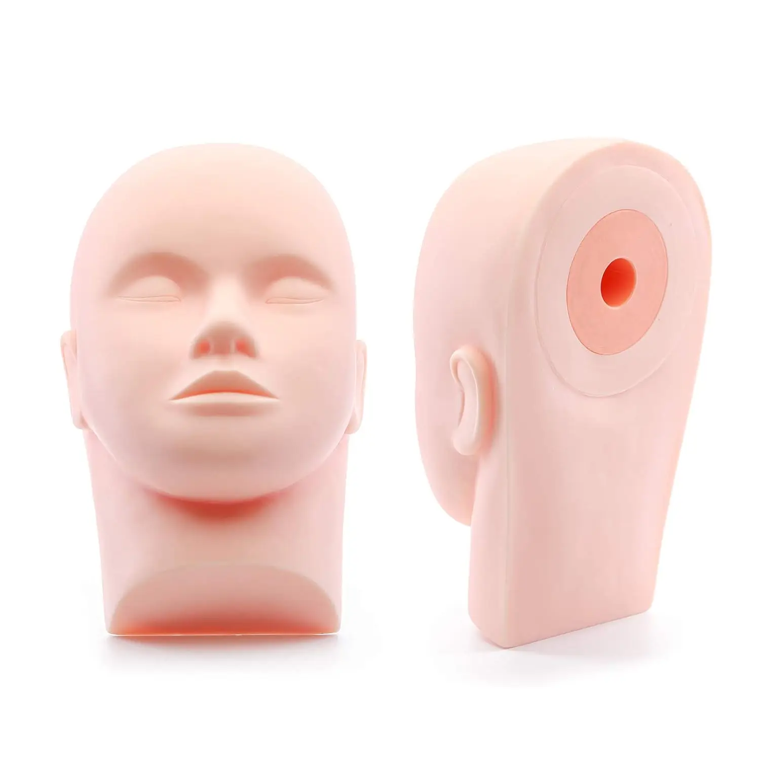 Color: Brown - 1/4Pack Practice Training Head Rubber Cosmetology Mannequin Doll Face Head For Eyelashes Makeup Massage Practice