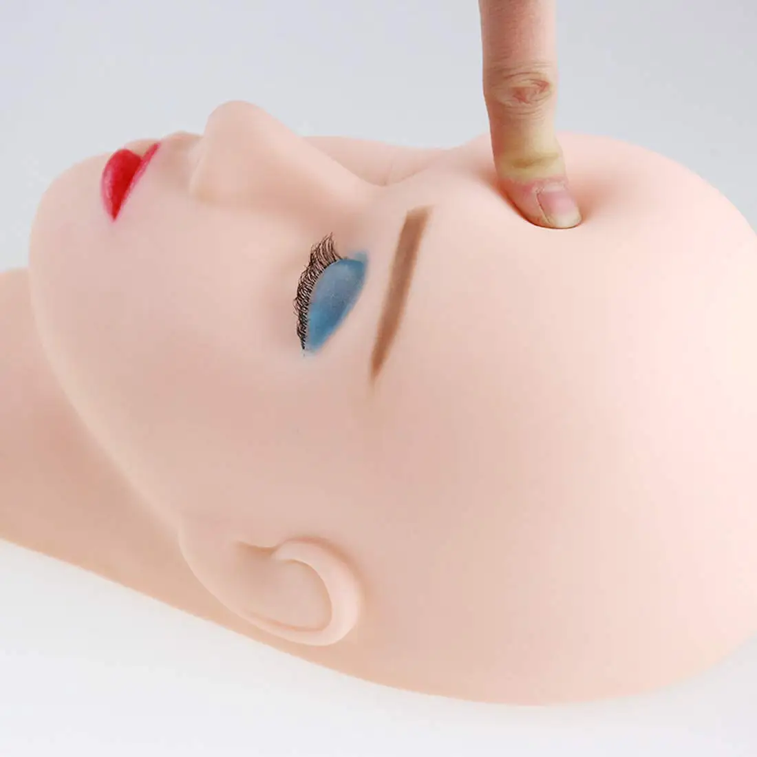 Color: Brown - 1/4Pack Practice Training Head Rubber Cosmetology Mannequin Doll Face Head For Eyelashes Makeup Massage Practice