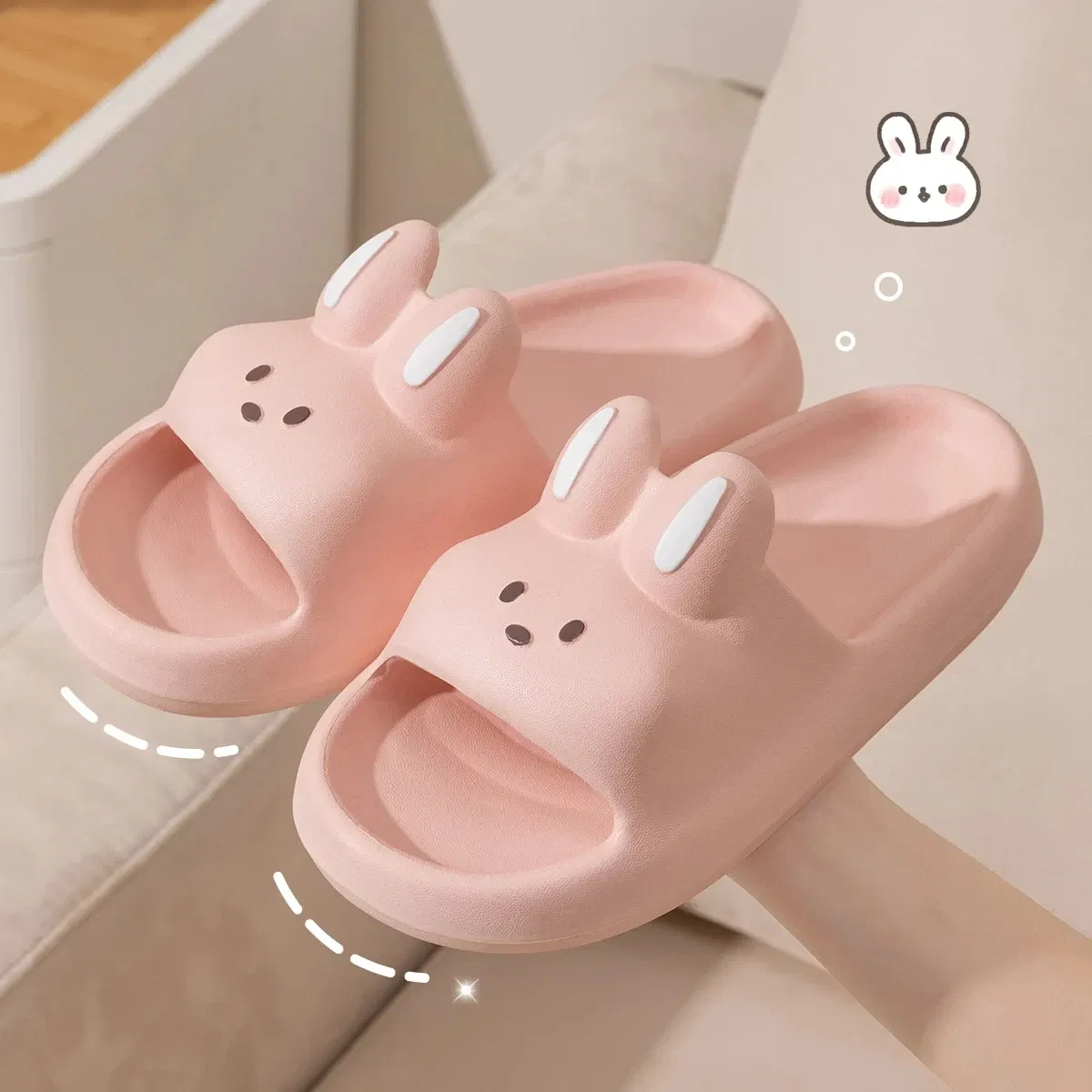 Color: green, Shoe Size: 36 - Pillow Rabbit Slippers for Women and Men | House Slides Shower Sandals | Extremely Comfy | Cushioned Thick Sole