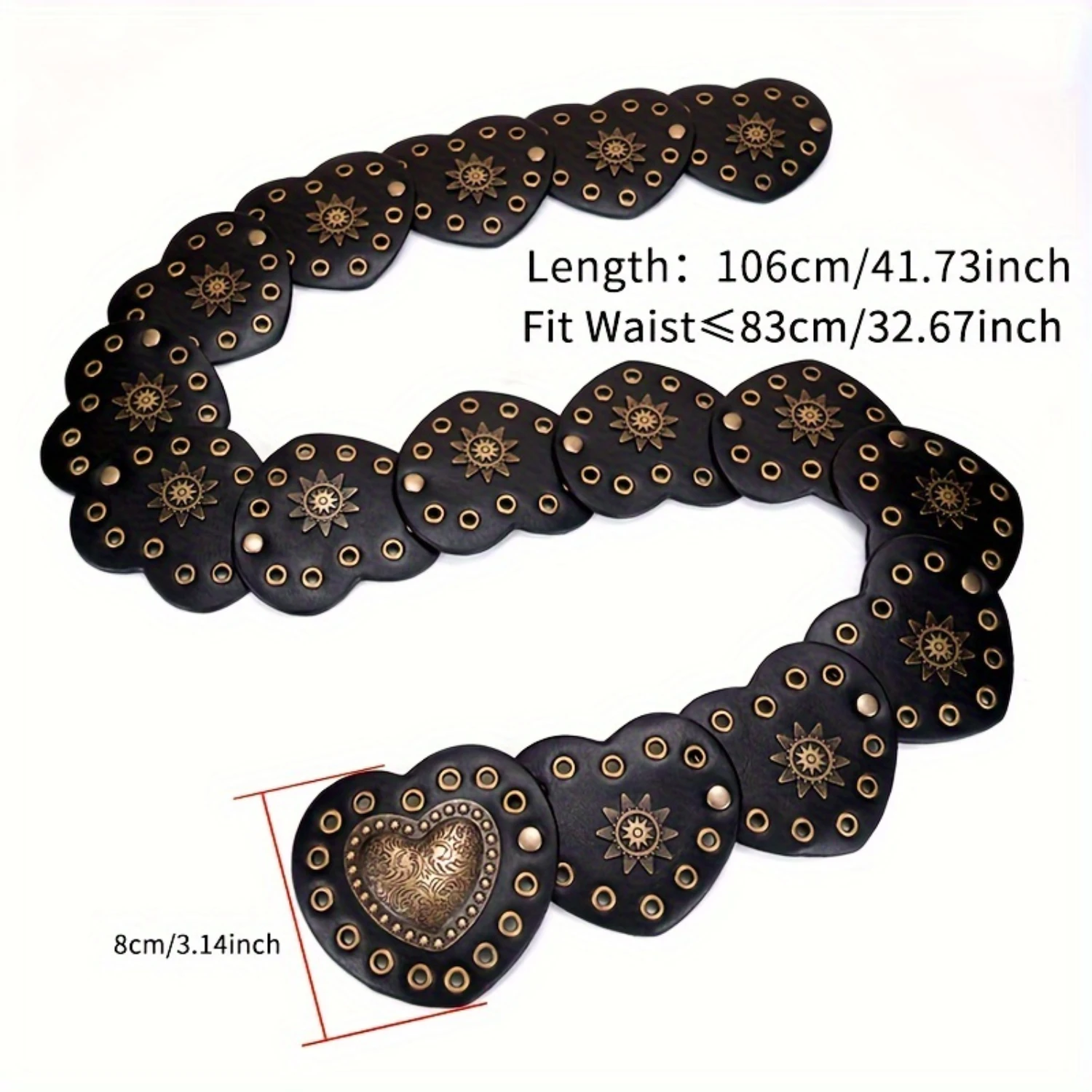 Number of Pcs: 2000Pcs, Stem Length: 25mm, Ships From: CHINA - Romantic Heart Buckle Belt - Fashionable  Studs & Vintage PU Leather - Wide Waistband for Women - Perfect Western Punk Valentine