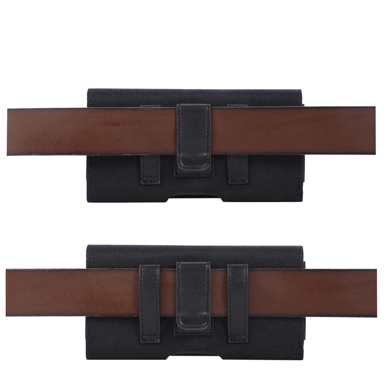 Color: black - Universal Casual Phone Pouch Waist Bag For iPhone Samsung Google Smart Phone Case Belt Clip Holster Oxford Cloth Bag Flip Cover