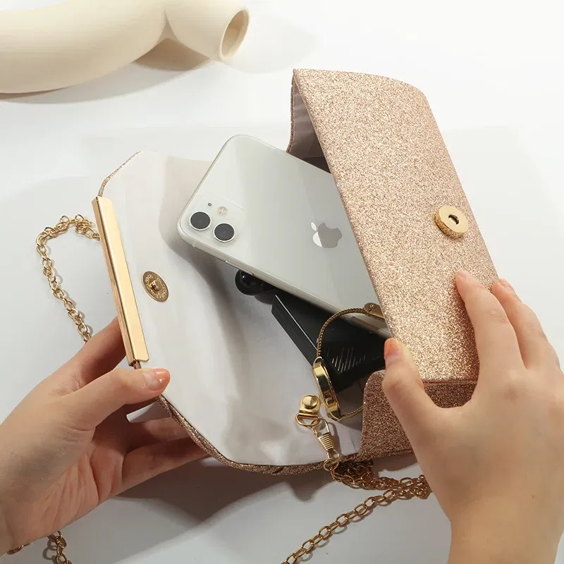 Color: Champagne - Fashion Elegant Clutch Bag New 2023 Hot Selling Chain Dinner Bag Bride Bridesmaid Lady Handbag Factory Outlet