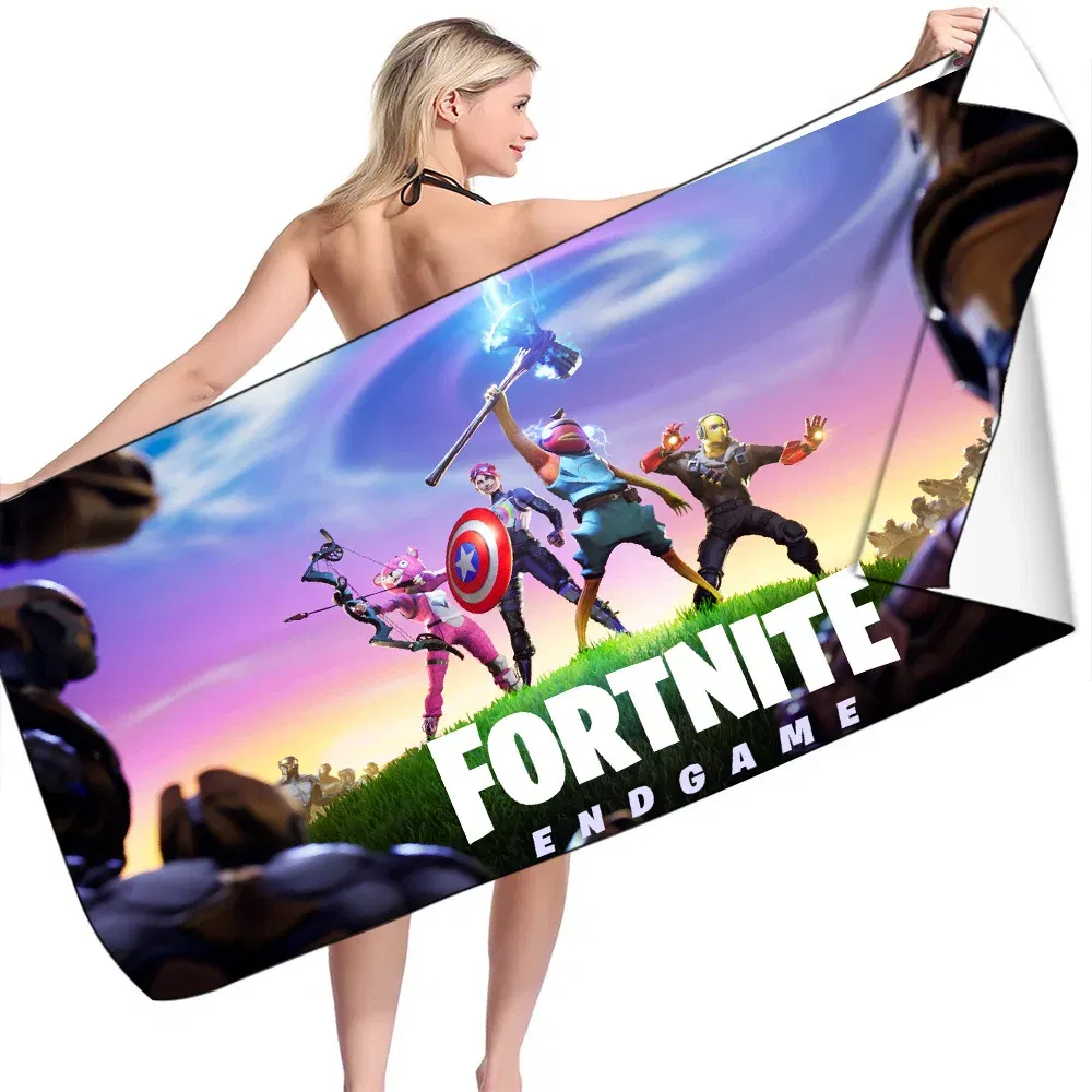 Color: Pink, Size: 12cm - Fortnite Children Microfiber Bath Towel Boy Girl Soft Wearable Cartoon Bathing Beach Spa Bathrobe Wash Clothing