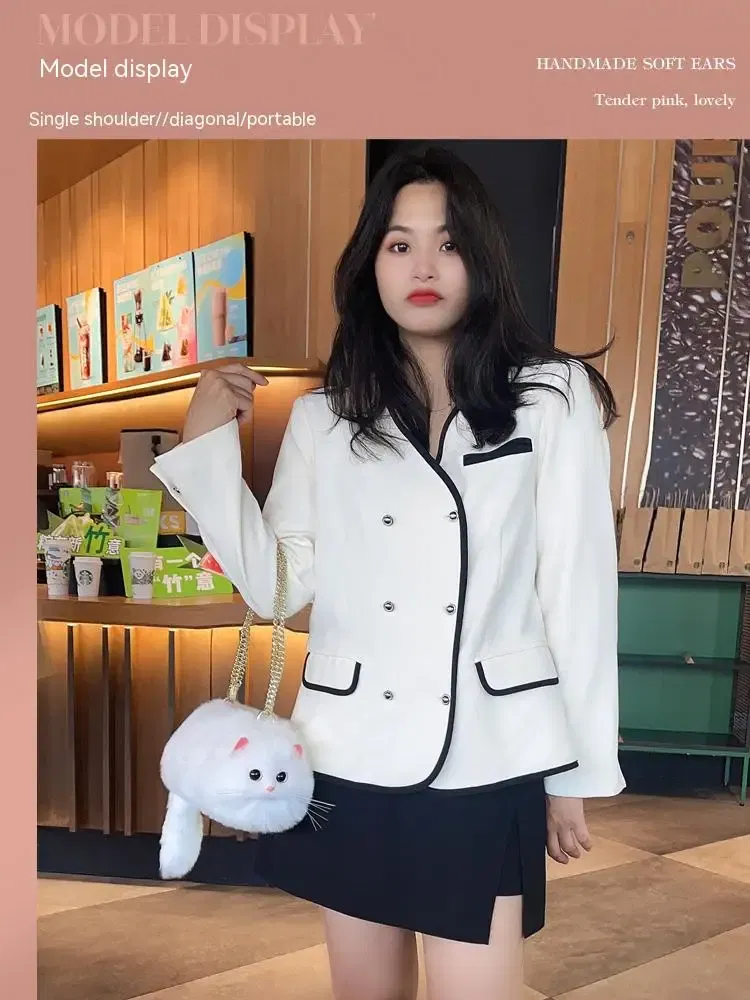 Color: Beige, Size: L - Cat Bag Female Niche Design Sense Summer New Popular Ins Style Crossbody Bag, Crossbody Bag, Strap Bag, Cat Cute Backpack