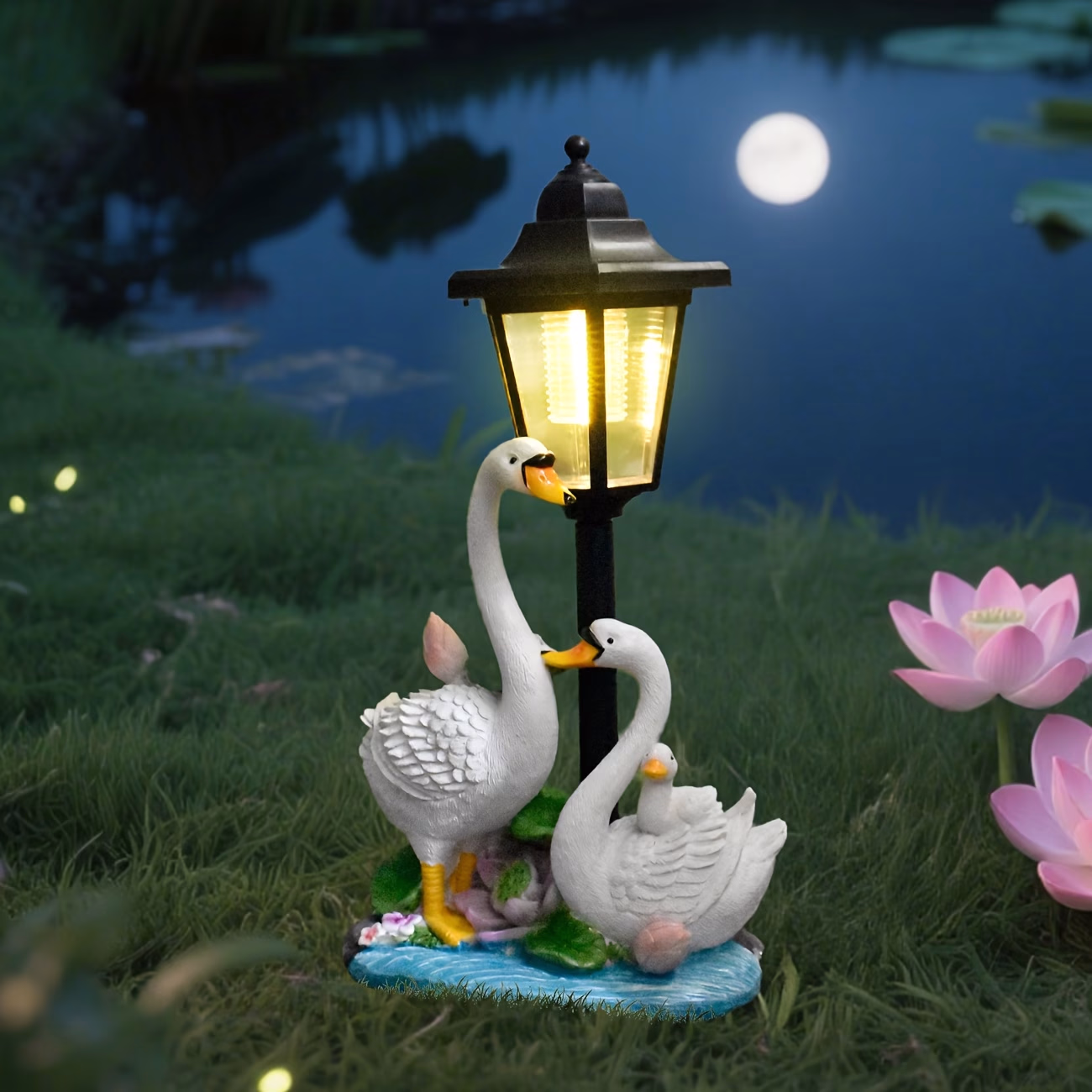 OTDECOR® Solar-Powered LED Swan Statue for Outdoor Use – Elegant Garden Decoration