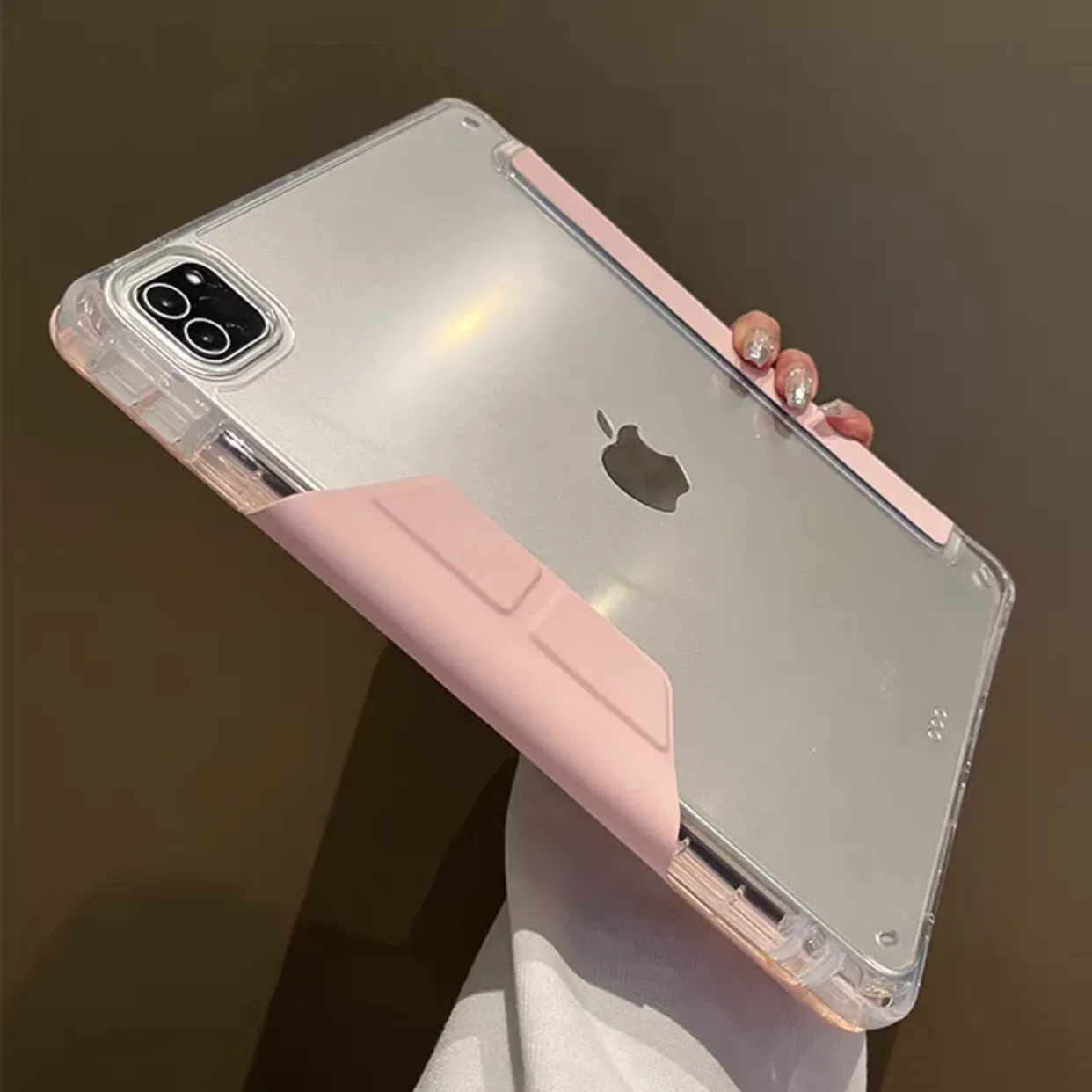 Color: Pink, Size: 12.4 - Case Magnetic for iPad Air 11 Cover iPad Air 4 5 10th 10.9 9.7 7th 8th 9th Gen 10.2 3 pro 10.5 11 With Y-Shaped Fold Clasp Funda