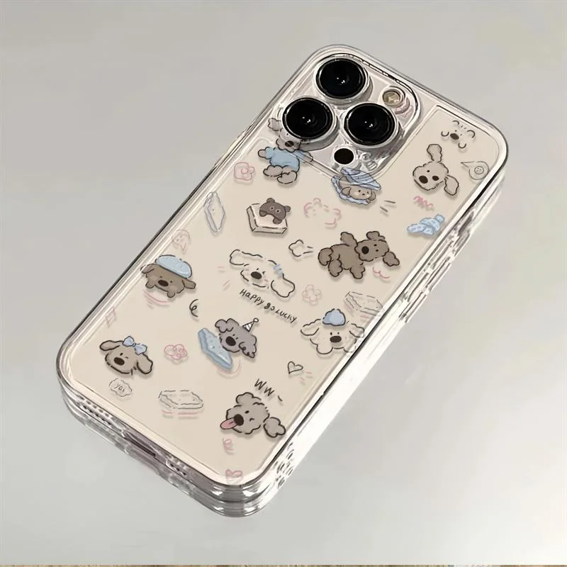 Color: Clear, Ships From: CHINA, Material: nylon - Cartoon full screen dog transparent phone case for iPhone 7 8 plus xr x 11 12 13 14 15 pro max soft silicone anti-drop
