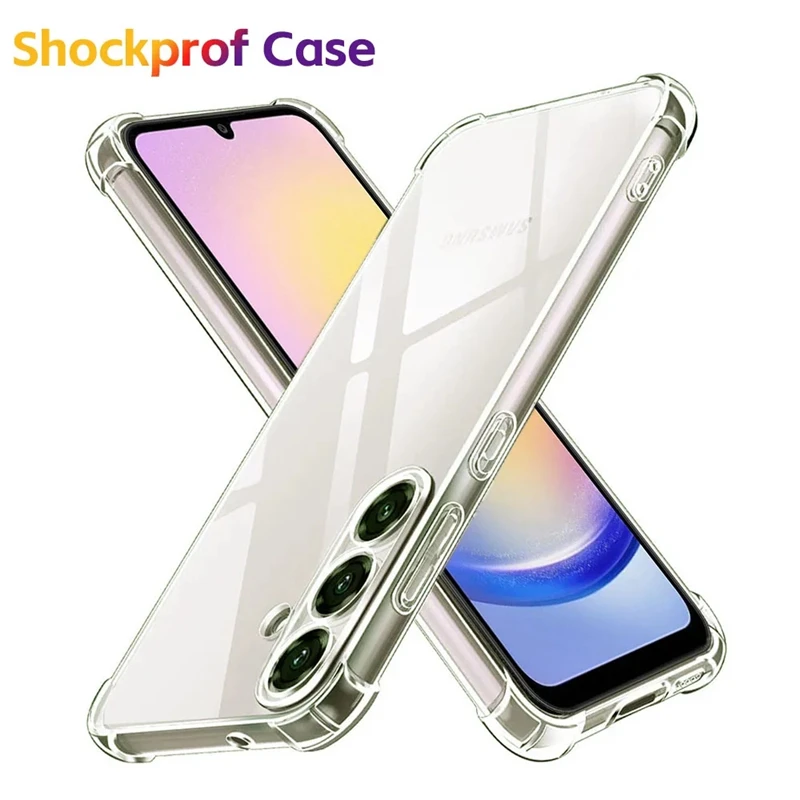 Color: Pink Blue - Soft Silicone Clear Phone Case For Samsung A25 A15 5G S24 Ultra S23 Plus A14 A24 A34 A32 A42 A52 A52S A05 A55 Back Cover