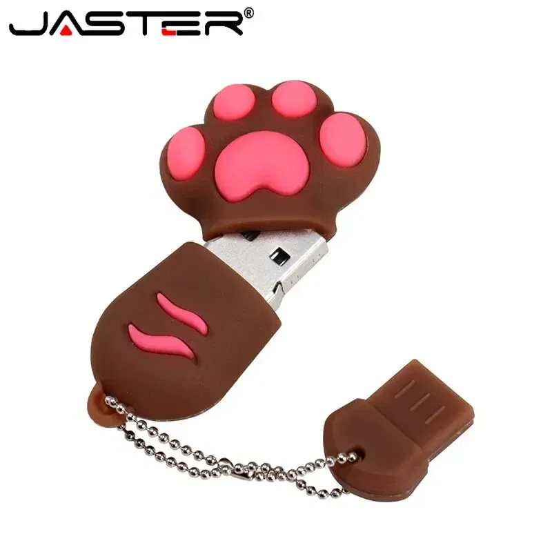 Capacity: 64GB, Color: Blue - JASTER Cute Cat Claw USB Flash Drive 64GB Cartoon Memory Stick 32GB Creative Gift Pen Drive 16GB Pink Silicone External Storage