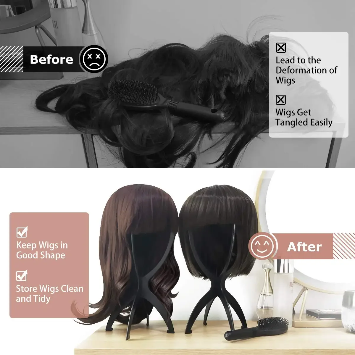 Color: Blue - 10pcs Wig Stand Durable Easy Assembly Wig Cap Holder Portable Plastic Hair Hat Displaying Stand Ideal for Home Salon Travel Use