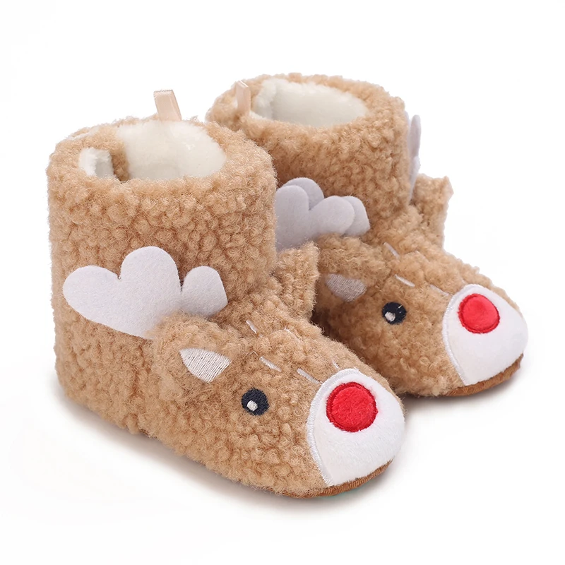 Color: Chocolate, Baby Age: 13-18 Months - Winter New Cute Cartoon Baby Booties Boy Girl Boots Cotton Soft-Sole Non-Slip Warm Toddler First Walkers Infant Crib Shoes