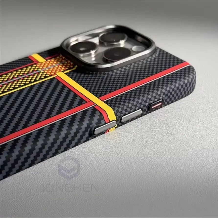Color: black, Material: POLYESTER - Luxury Alloy Lens Personalized Pixel 3D Relief Carbon Fibre Pattern Case For iPhone 13 14 15 16 Pro Max Slim Cover For Magsafe