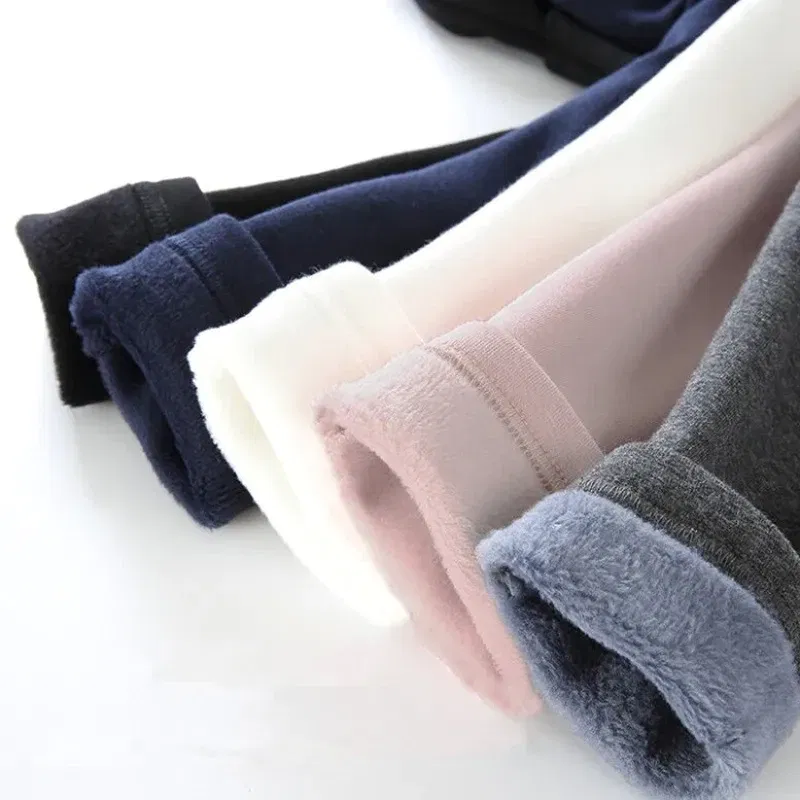 Color: SKY BLUE, Kid Size: 3T - 2024 Girls' Pants Children's Winter Thickened Warm Pants Warm Elastic Pink Navy Blue Underpants Boys' Pants