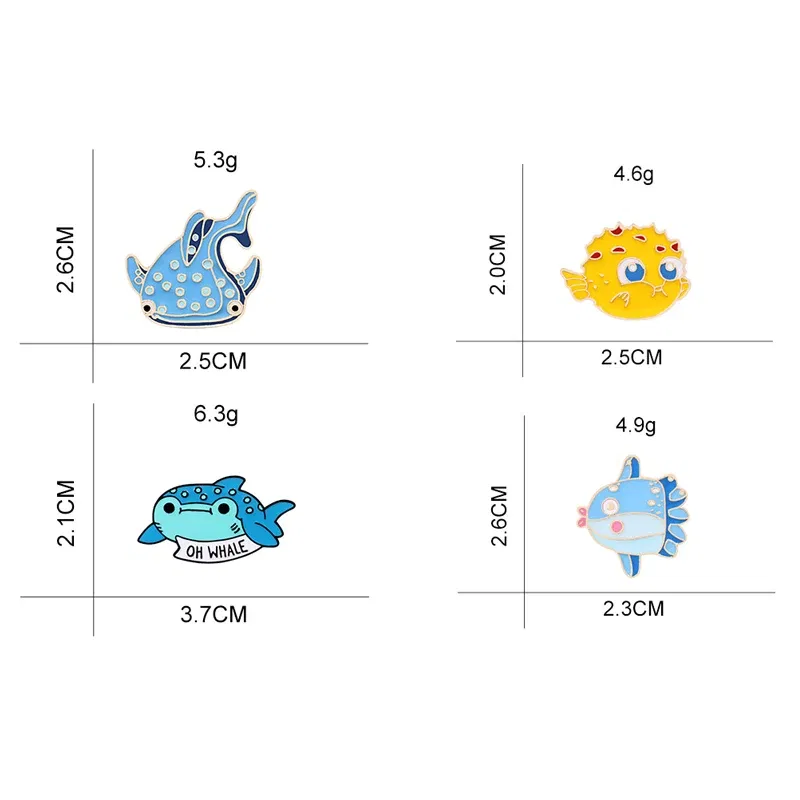 Metal color: Antique Bronze Plated, Ships From: CHINA - Cartoon Fish Brooches Collection Fish Koi Flag Bag Clothes Decorative Jewelry Goldfish Shark Whale Brooch Lapel Enamel Pin Badge