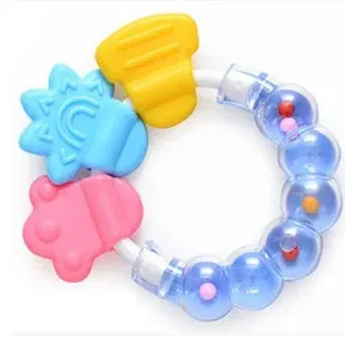 Color: light yellow - Baby Teether Necklace Silicone Teethers with Rattle Toys Teething Baby Bpa Free Baby Care Acessorios 2017 Safe Soft Christmas