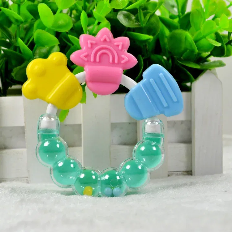 Color: light yellow - Baby Teether Necklace Silicone Teethers with Rattle Toys Teething Baby Bpa Free Baby Care Acessorios 2017 Safe Soft Christmas