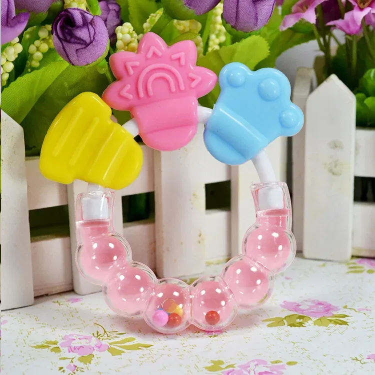 Color: light yellow - Baby Teether Necklace Silicone Teethers with Rattle Toys Teething Baby Bpa Free Baby Care Acessorios 2017 Safe Soft Christmas