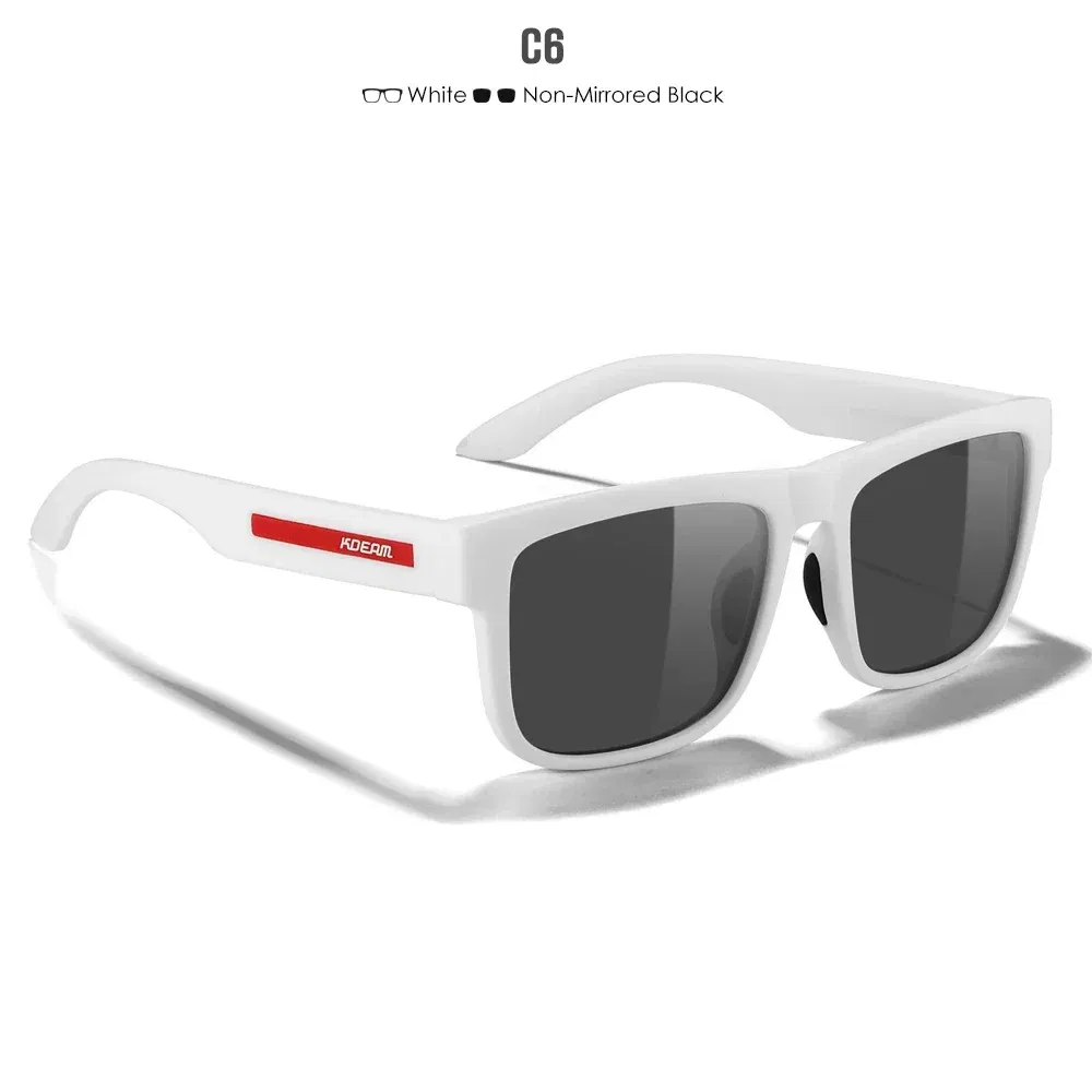 Lenses Color: WHITE, Frame Color: black - 2024 KDEAM New Polarized Sunglasses For Men UV400 Protection Lens Black Grey Frame Driving  Sun Glasses Fishing Eyewear